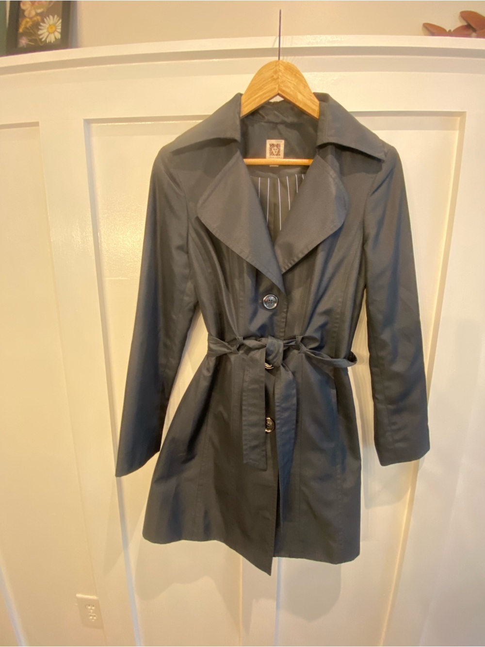 Anne Klein Slate Gray Women's Trench Coat